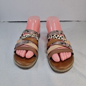 Blowfish Malibu Sandals Womens Sz 7 Orrah Casual Slip On Slide Brown Leather